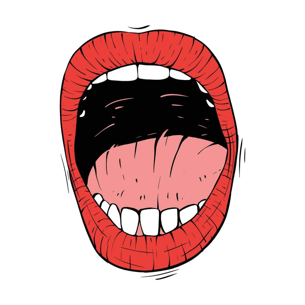 Vector red female lips sketch