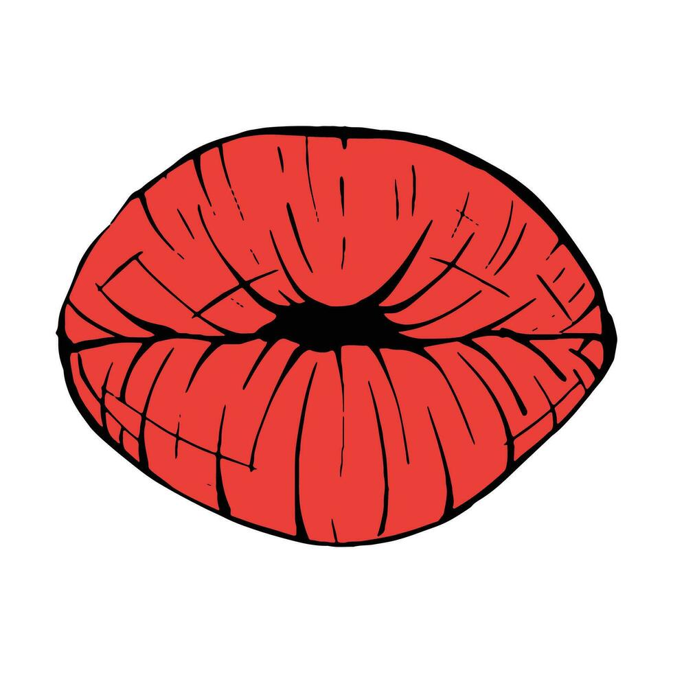 vector rojo hembra labios bosquejo