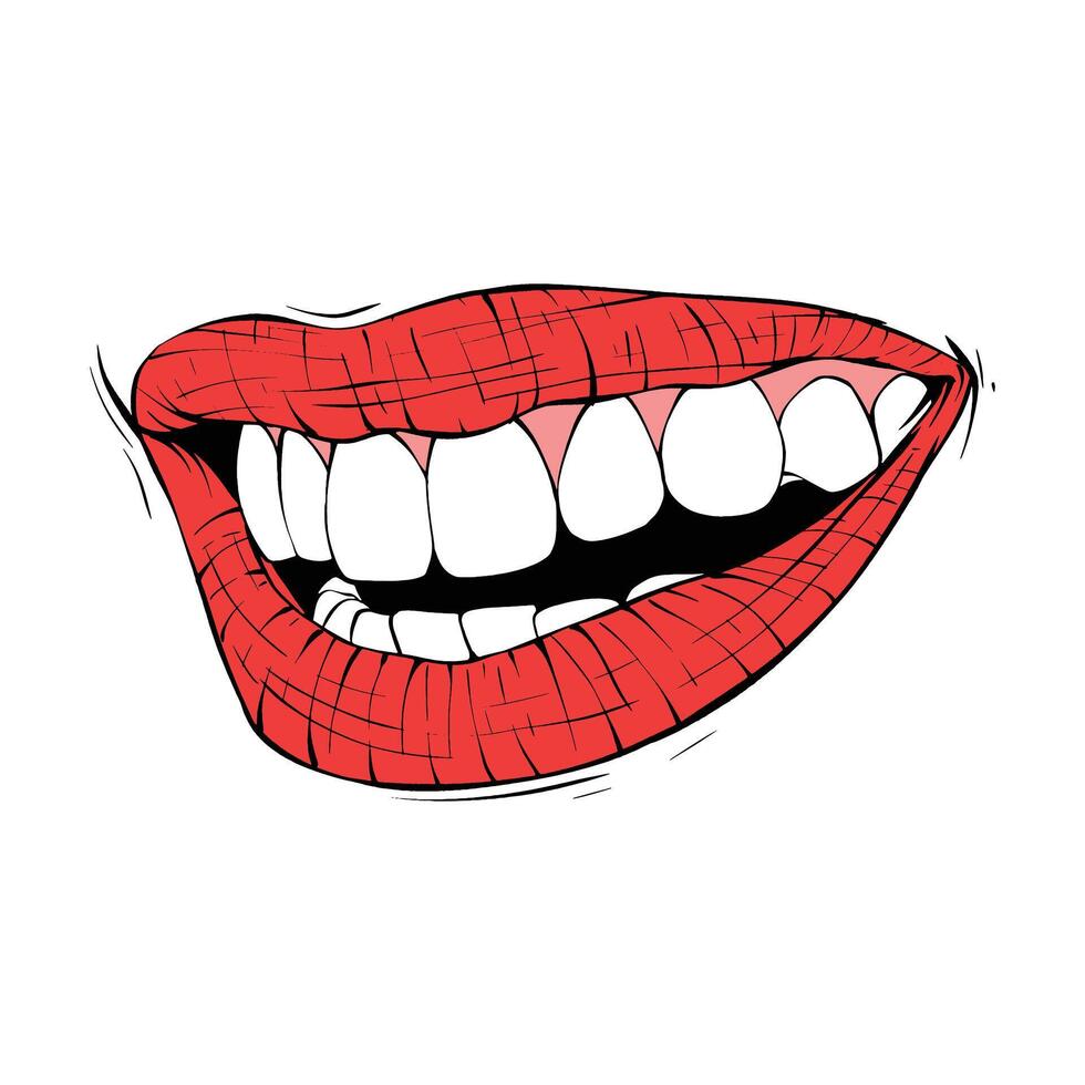 Vector red female lips sketch