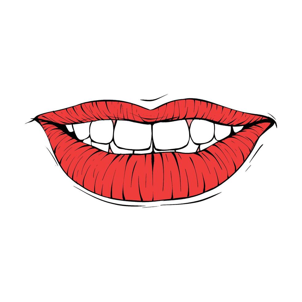 vector rojo hembra labios bosquejo