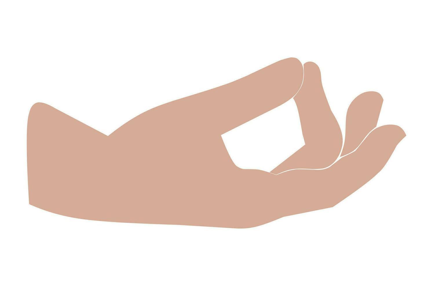 Prithvi mudra - gesture in yoga fingers. Symbol in Buddhism or Hinduism concept. Vector illustration isolated on white background