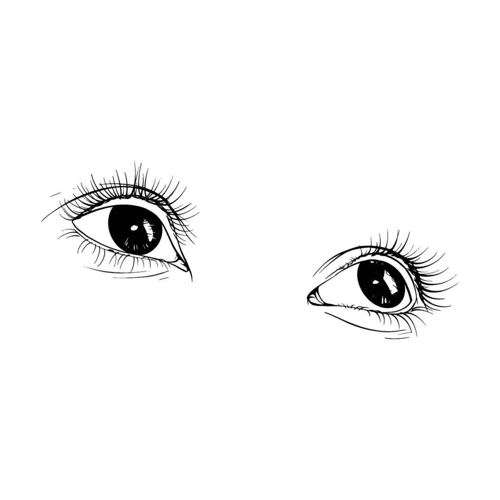 Hand drawn sketch female eyes vector