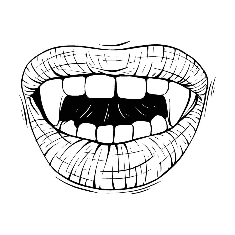 black and white cartoon vampire mouth 12408117 Vector Art at Vecteezy