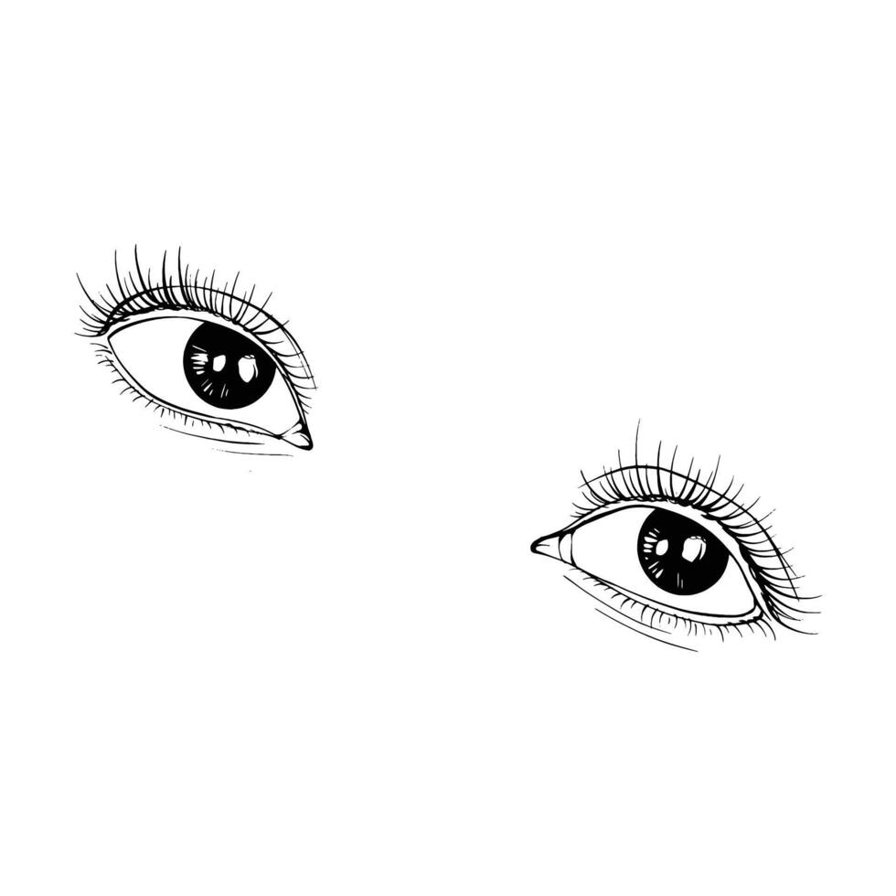 Hand drawn sketch female eyes vector