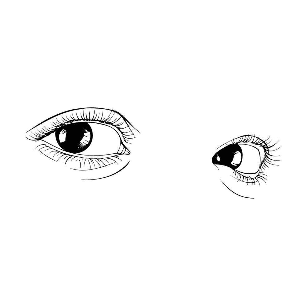 mano dibujado bosquejo hembra ojos vector