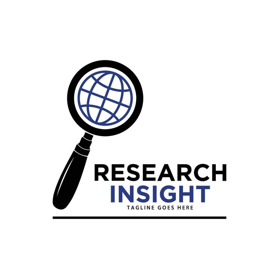 Research insight logo icon vector template. Research logo with simple and elegant magnifying glass symbol.