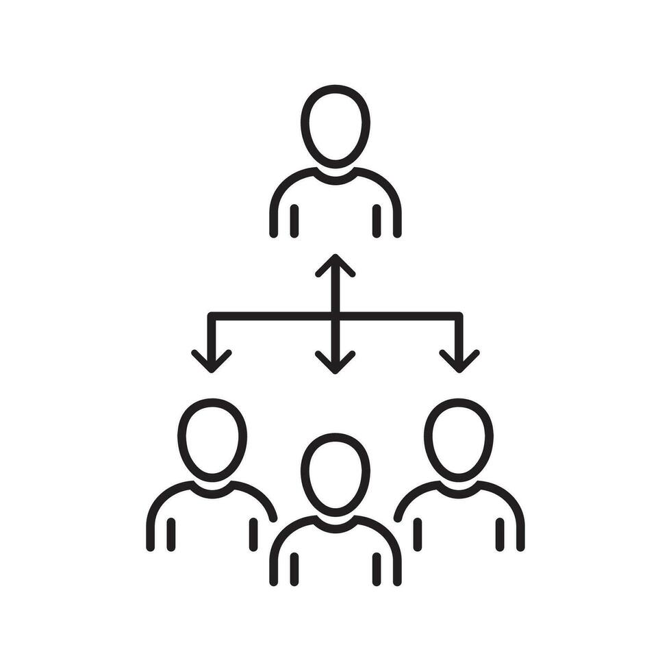 Coordinate Team People Line Icon. Business Company Group Coordination Linear Pictogram. Partnership Teamwork Enterprise Organization Outline Icon. Editable Stroke. Isolated Vector Illustration.