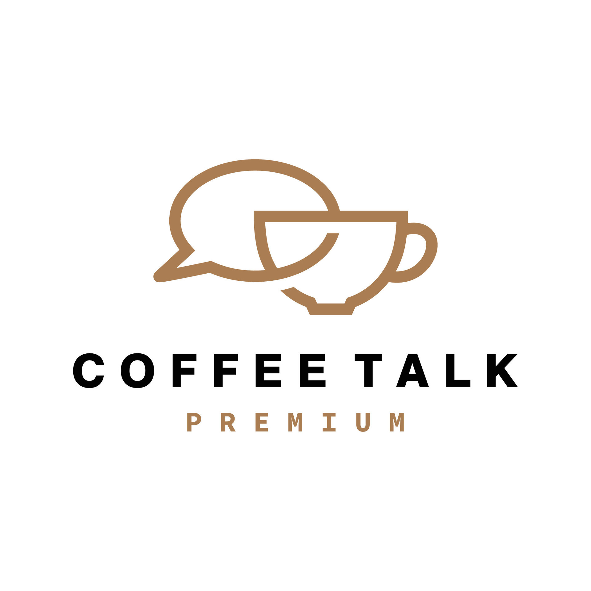 Coffee talk logo. Coffee chat simple line logo. 26301668 Vector Art at