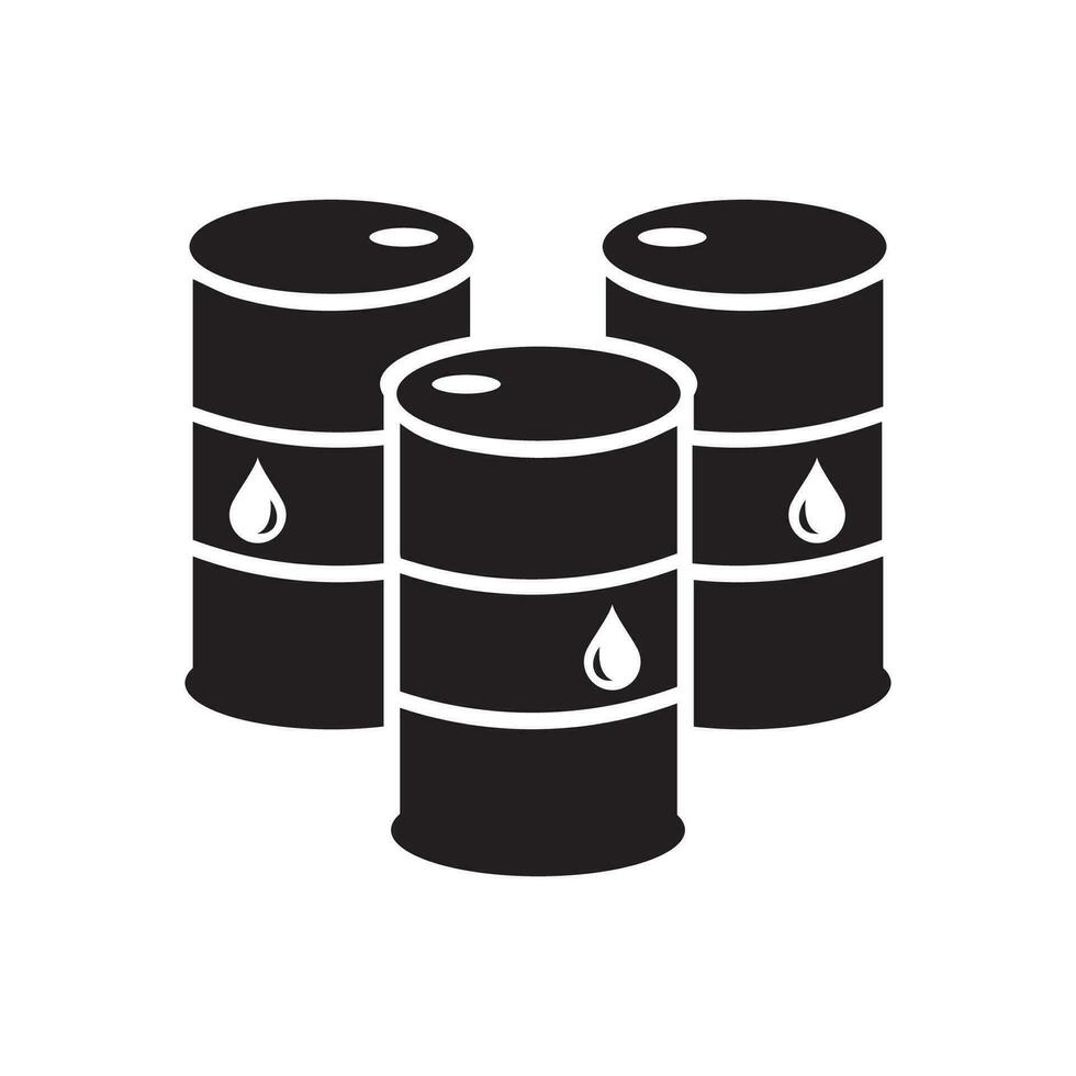 Oil icon. Oil drum containers. Oil industry. Vector icon isolated on white background.