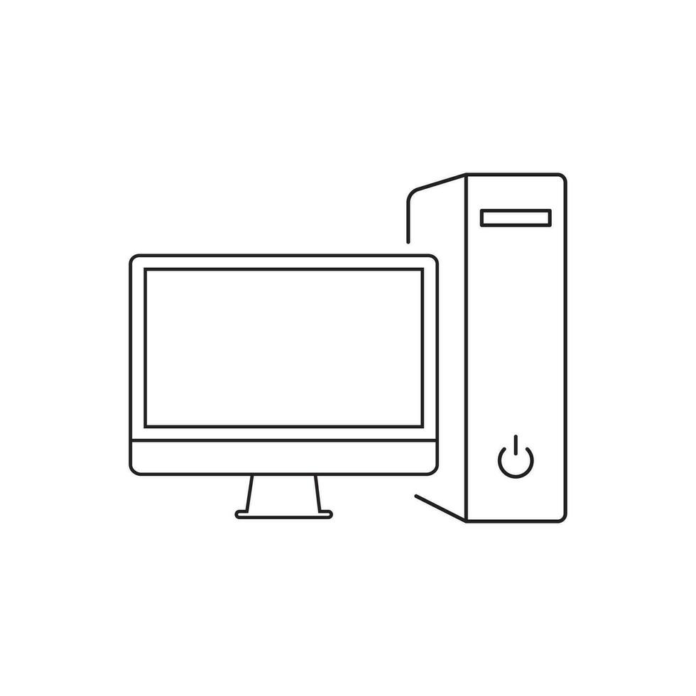 Monitor and system unit icon. Computer isolated on white background. Flat infographics. Vector illustration.
