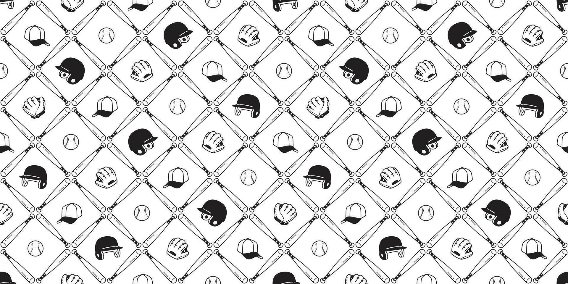 baseball Seamless pattern vector soft ball sport glove helmet scarf isolated tile background repeat wallpaper