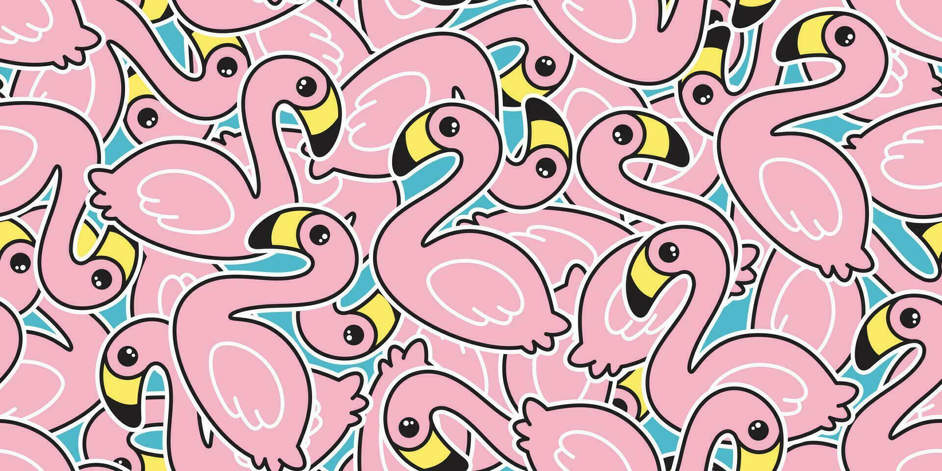 Flamingo seamless pattern vector pink Flamingos exotic bird summer tropical cartoon tile background repeat wallpaper scarf isolated illustration
