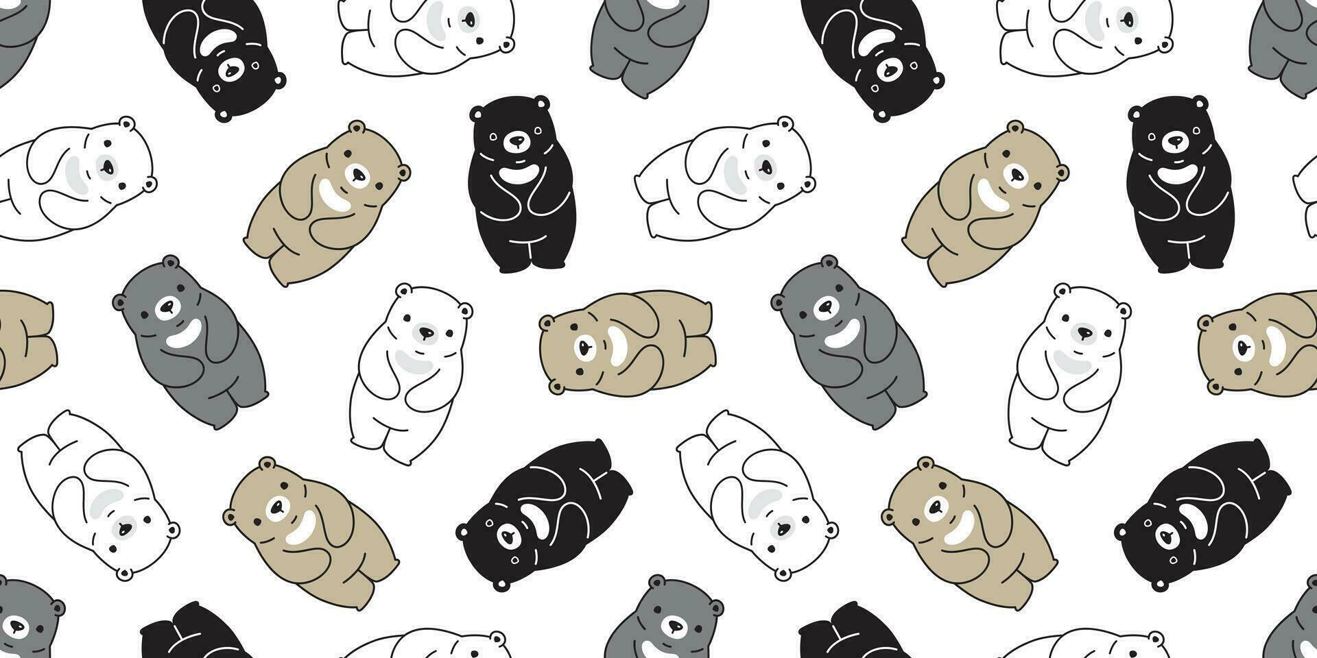 Bear seamless pattern polar bear vector cartoon scarf isolated tile wallpaper repeat background doodle illustration