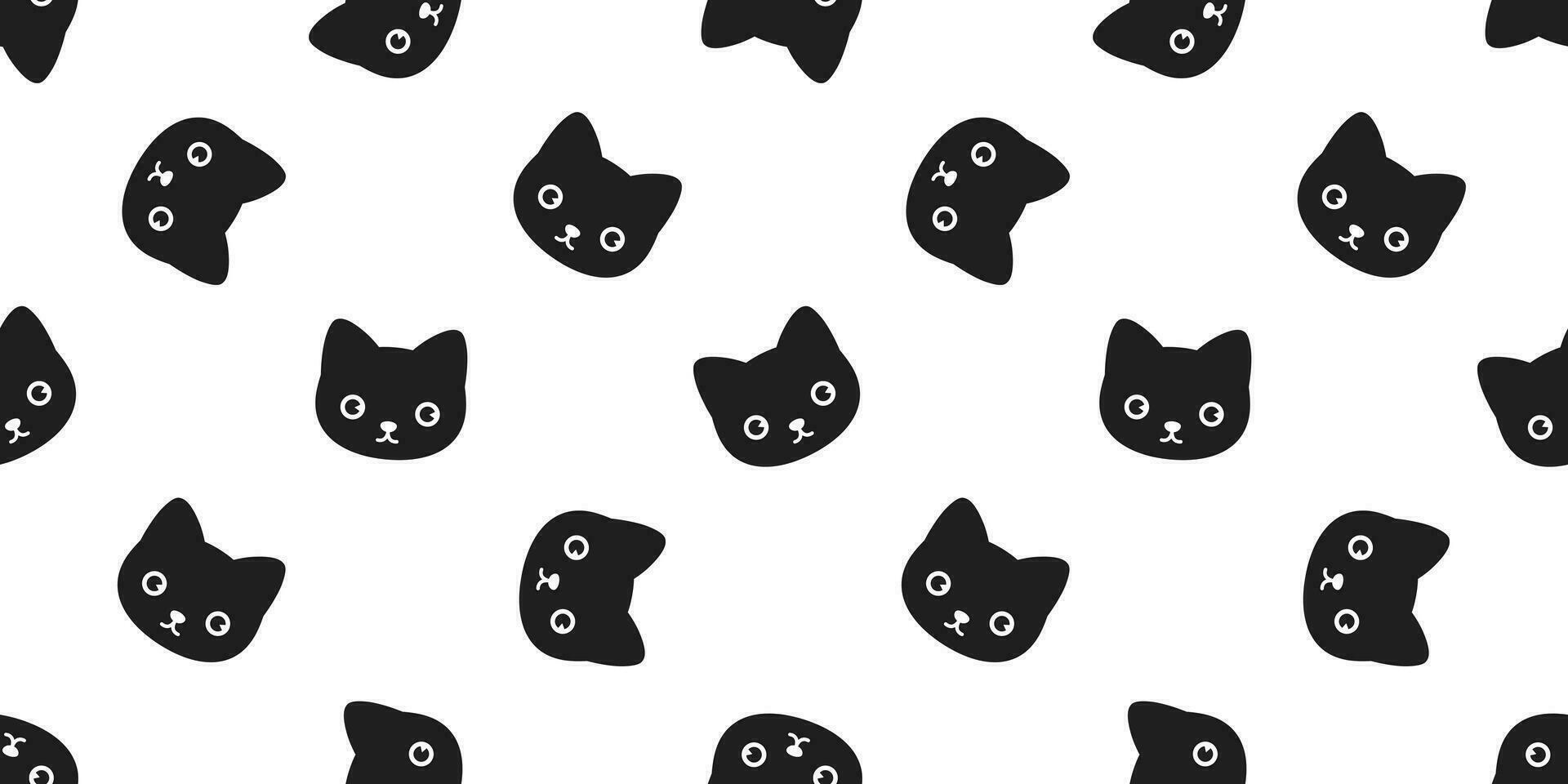 cat seamless pattern vector pet kitten repeat wallpaper scarf isolated tile background black