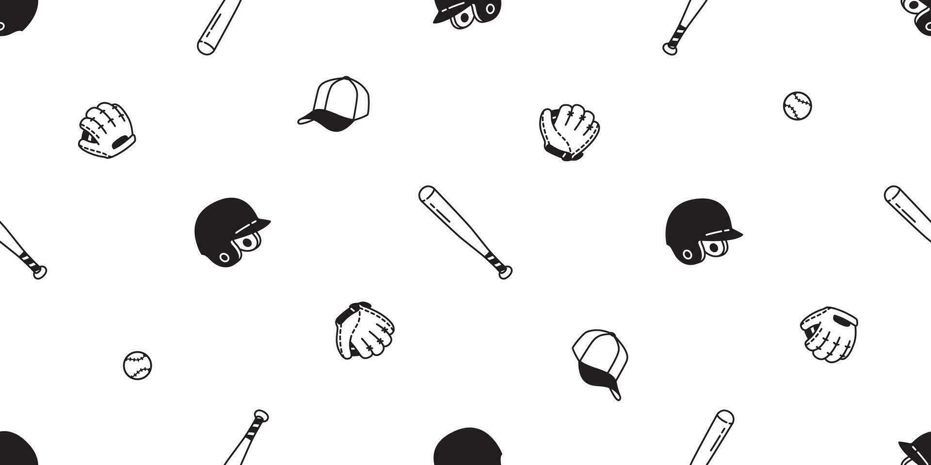 baseball Seamless pattern vector soft ball glove helmet cap sport tile background scarf isolated repeat wallpaper