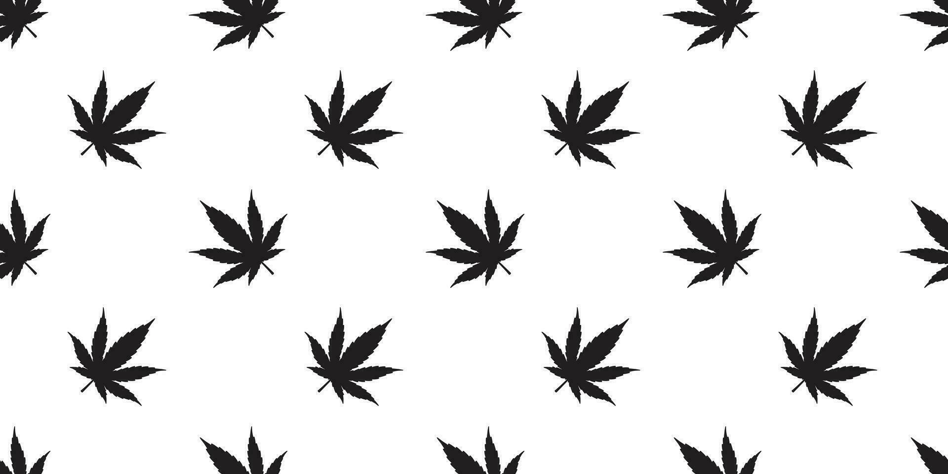 Marijuana weed seamless pattern vector cannabis leaf repeat wallpaper tile background scarf isolated plant