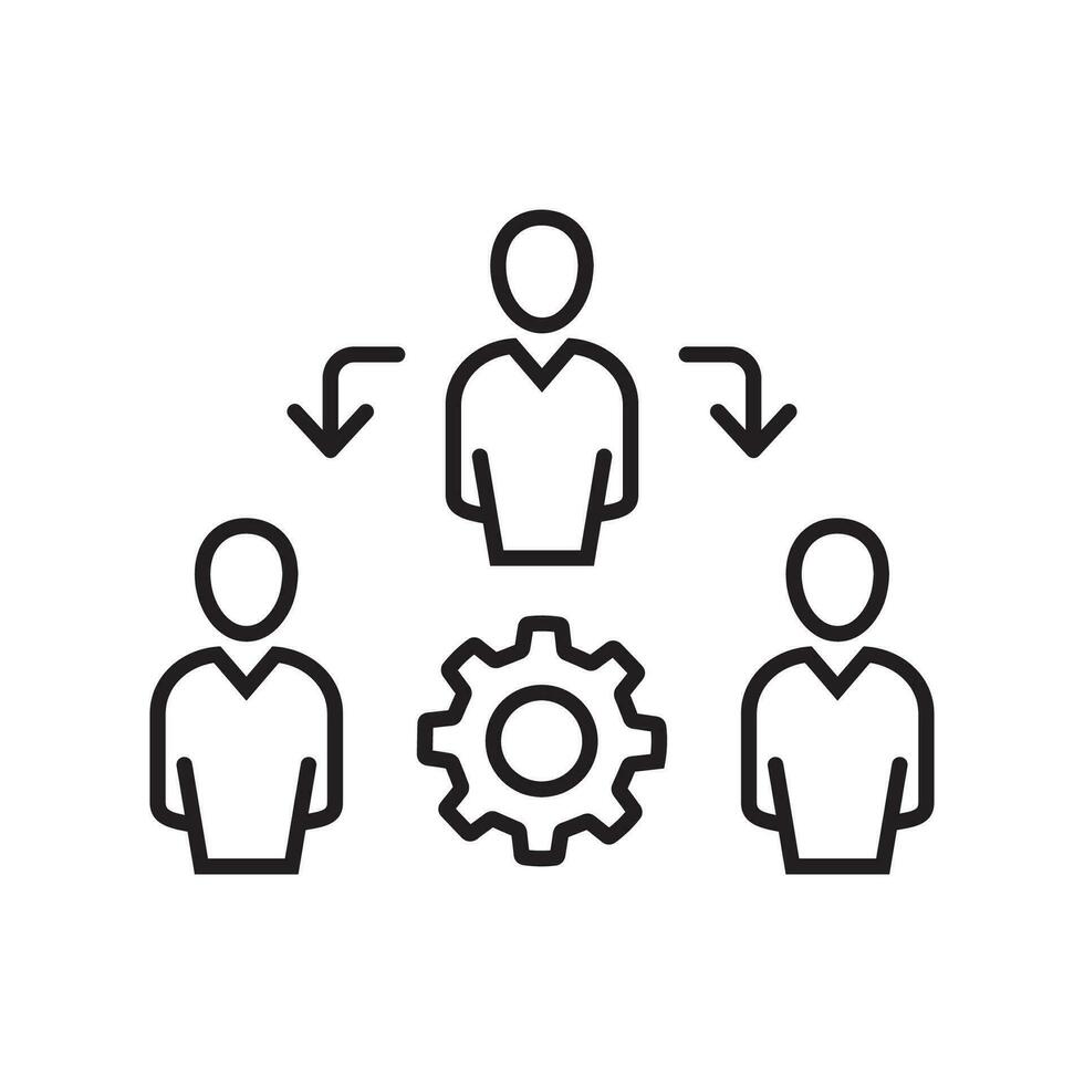 Coordinating people concept line icon. Simple element illustration. Coordinating people concept outline symbol design. vector