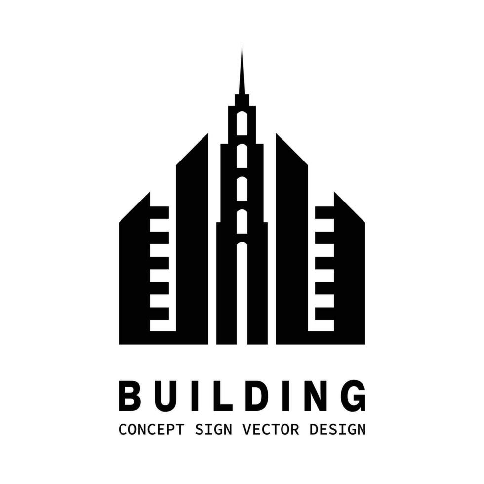 Building - vector logo. Real estate sign. Cityscape graphic concept illustration. Design element.