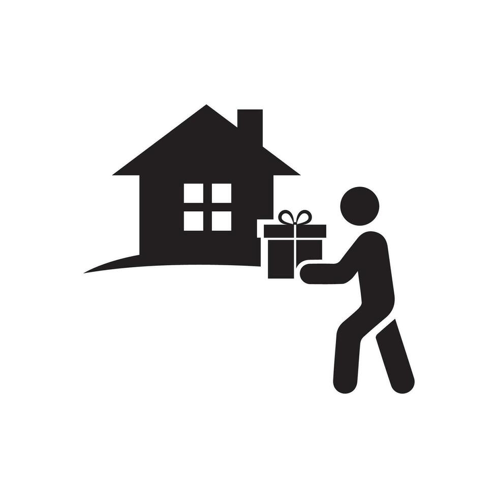 the postman delivers the parcel home illustration. Element of a logistic for mobile concept and web apps. Detailed illustration of the postman delivers home can be used for web on white background vector