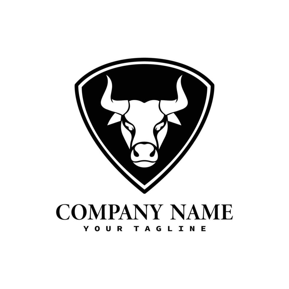 Bull horn logo and symbols template icons appcreative Buffalo head design logo ideas on a white background become a brand symbol for your business, the concept of buffalo icons vector