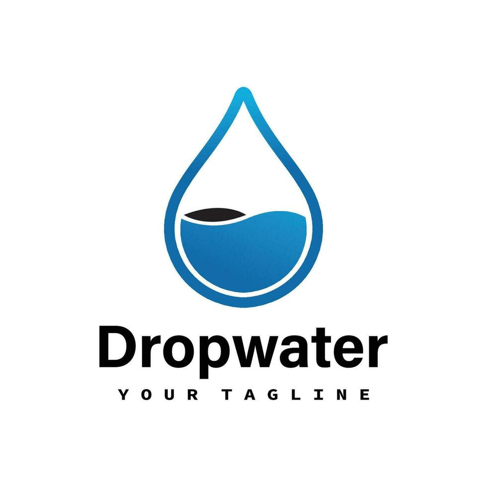Water Logo. Blue Water Drop Icon with Circle Around isolated on White Background. Usable for Business, Science, Healthcare, Medical and Nature Logos. Flat Vector Icon Design Template Element.
