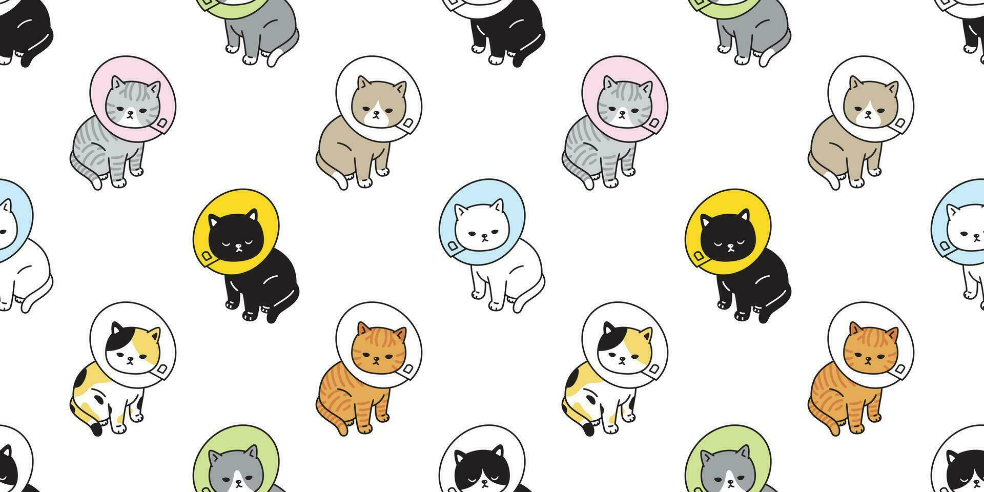cat seamless pattern vector calico kitten collar pet breed scarf isolated repeat wallpaper tile background