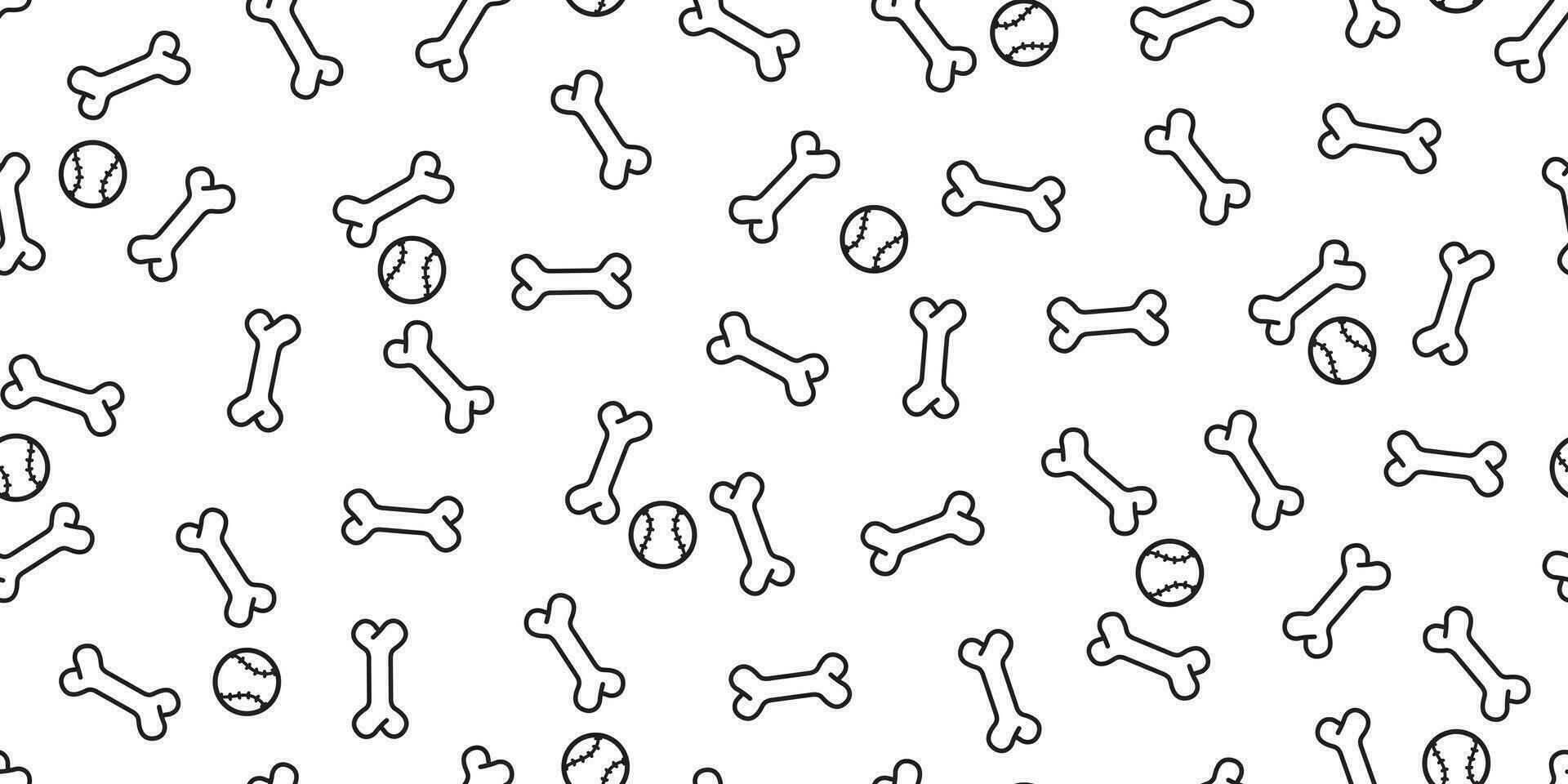 Dog bone seamless pattern vector paw footprint french bulldog pet toy baseball tennis cartoon scarf isolated repeat wallpaper tile background illustration