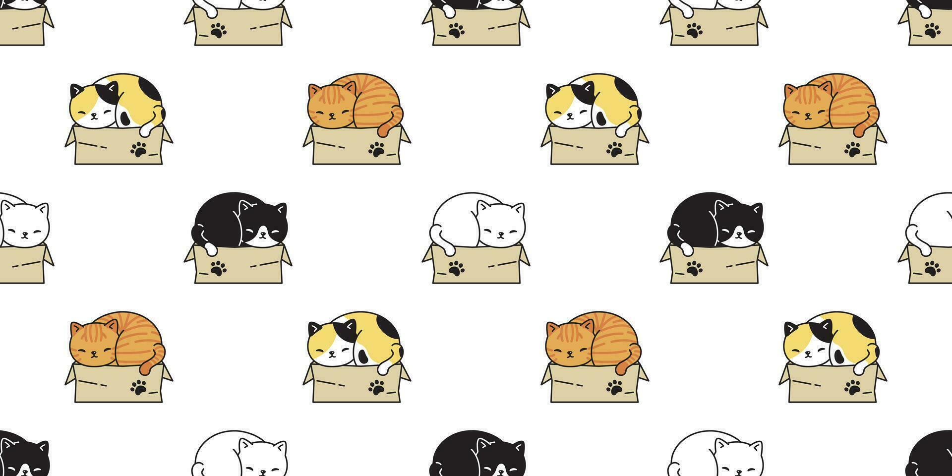 cat seamless pattern vector kitten calico paper box pet breed scarf isolated repeat wallpaper tile background cartoon illustration