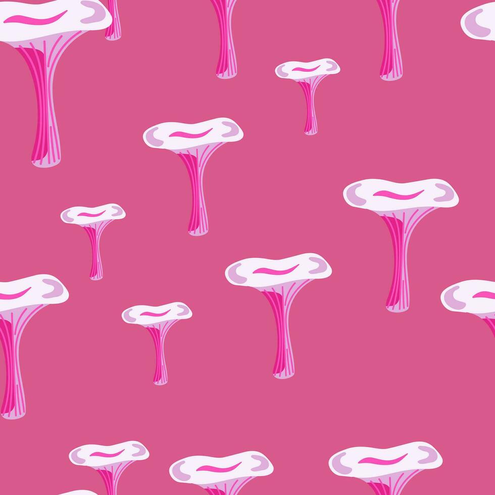 Toadstool mushrooms seamless pattern. Magical fly agaric wallpaper. vector
