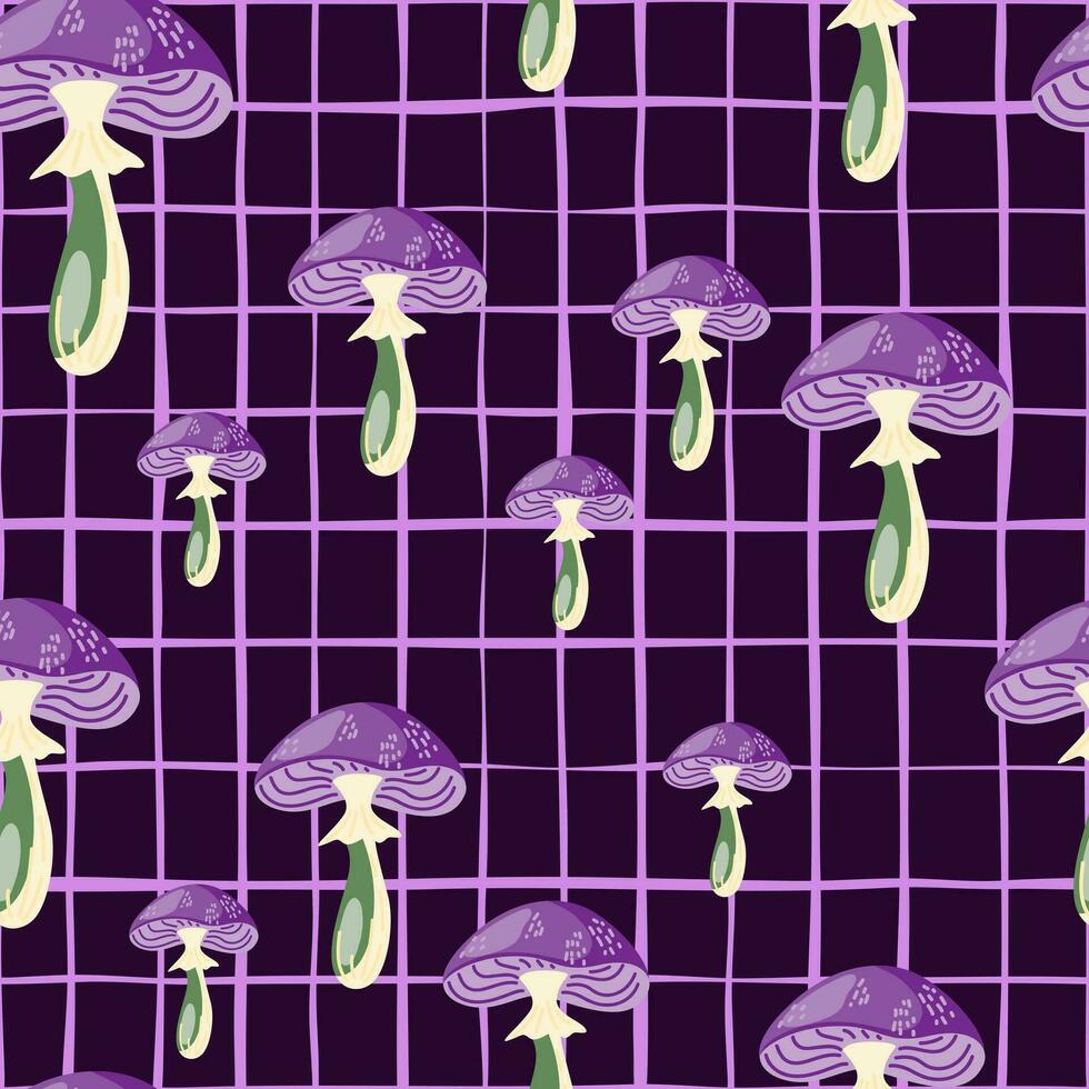 Seamless pattern with psychedelic mushrooms. Magical fly agaric wallpaper. vector