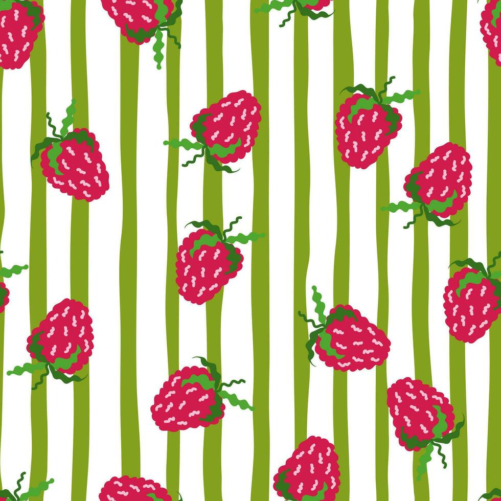 Cute strawberries seamless pattern. Doodle strawberry endless background. Hand drawn fruits wallpaper vector