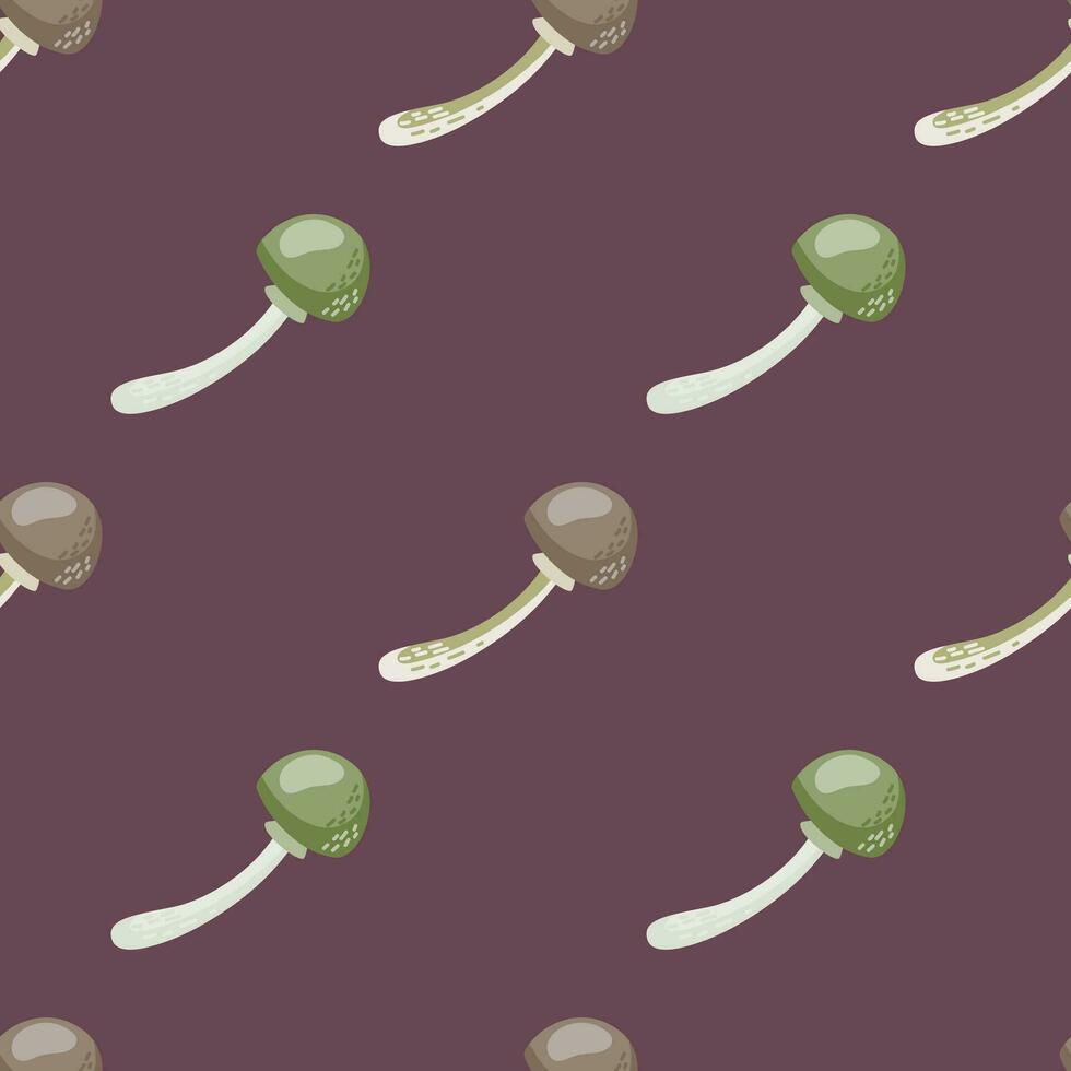 Seamless pattern with toadstool mushrooms. Magical fly agaric wallpaper. vector