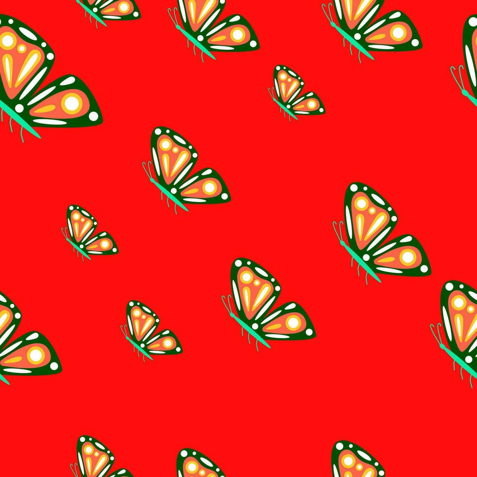 Simple stylized moth seamless pattern. Butterflies wallpaper. Flying insect print. vector