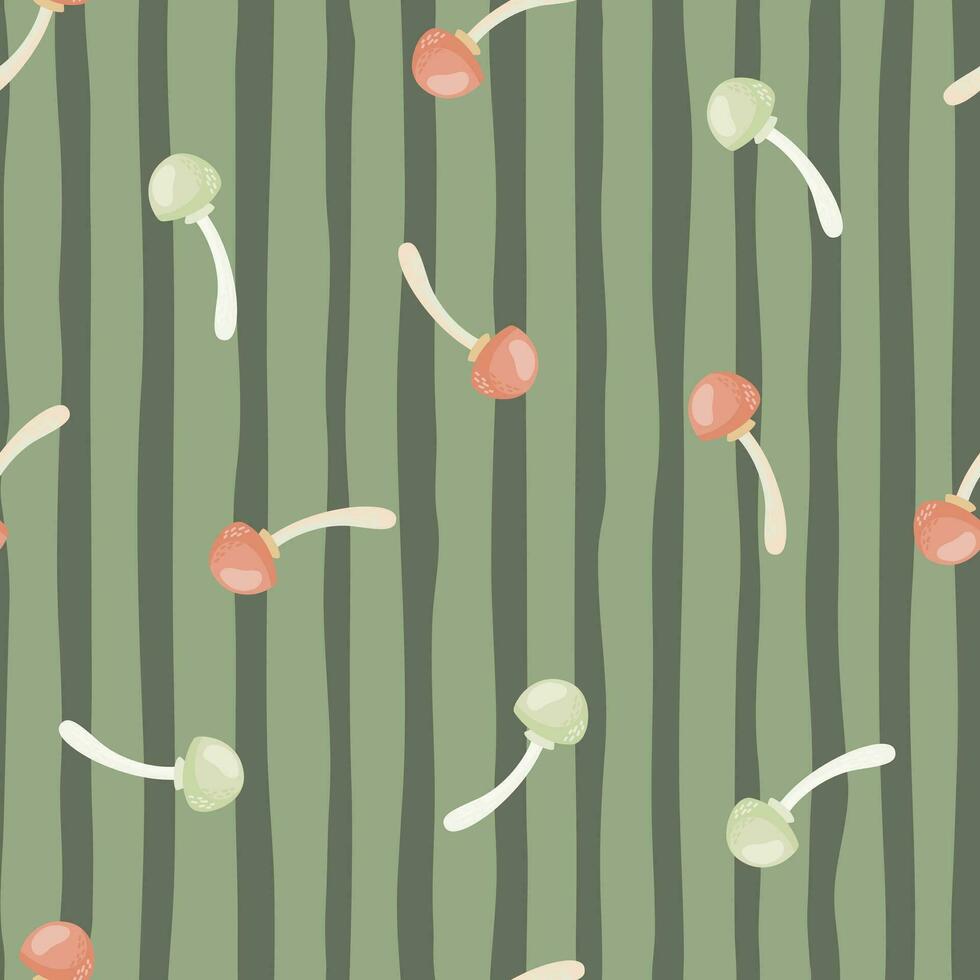 Seamless pattern with toadstool mushrooms. Magical fly agaric wallpaper. vector