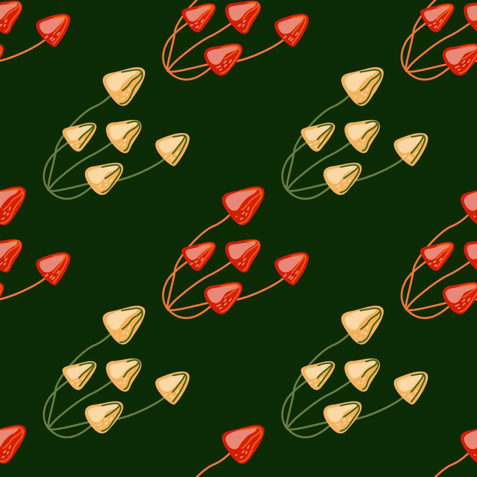 Hand drawn toadstool mushrooms seamless pattern. Magical fly agaric wallpaper. vector