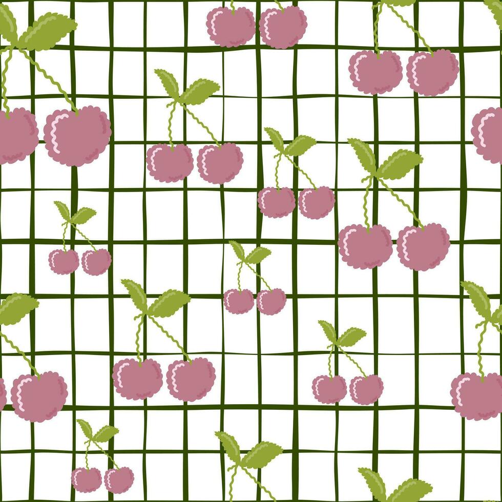 Cute cherry seamless pattern. Hand drawn cherries wallpaper. vector