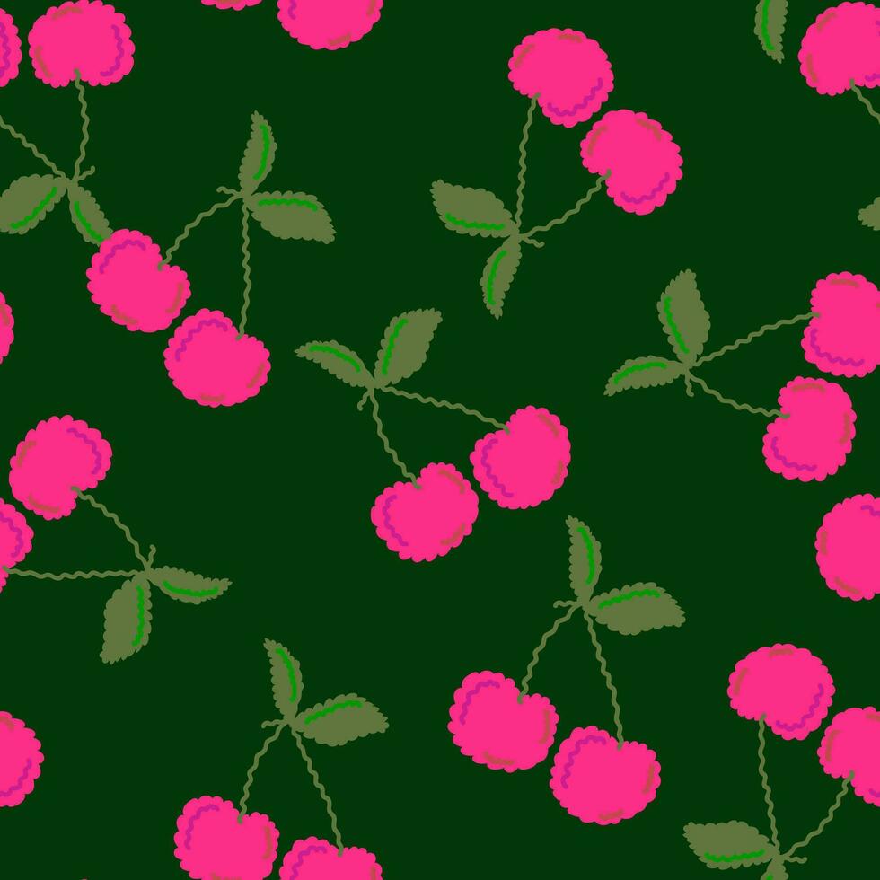 Cute cherry seamless pattern. Hand drawn cherries wallpaper. vector