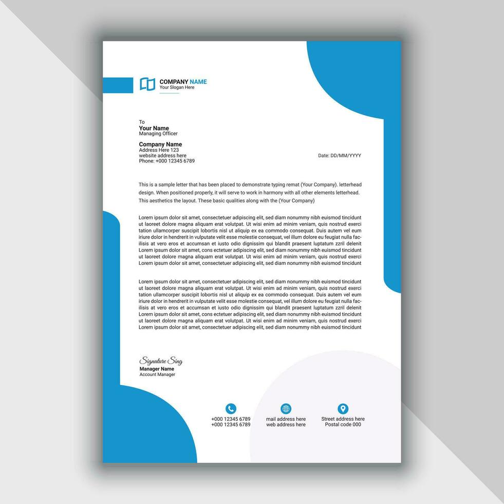 Professional Modern Simple And Creative Corporate Letterhead Template vector