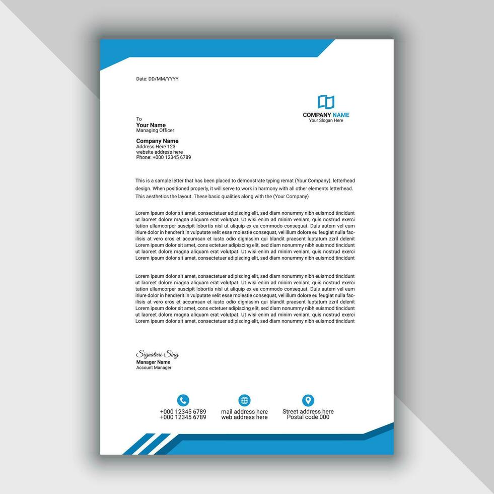 Professional Modern Simple And Creative Corporate Letterhead Template vector