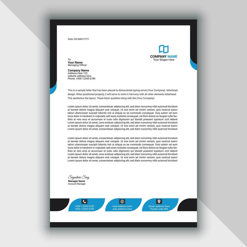 Professional Modern Simple And Creative Corporate Letterhead Template vector