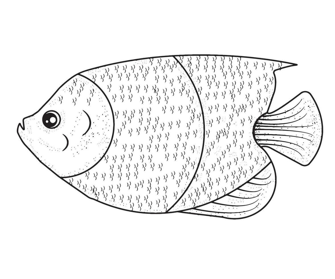 Fish Vector, Fish Black and White, Coloring Pages vector