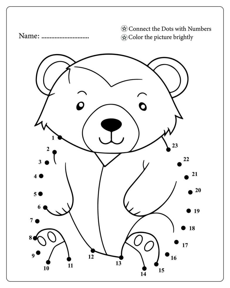 Cute Animals Dot To Dot Pages for Kids, Coloring pages for Kids vector