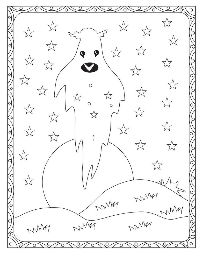 Halloween Coloring Pages for kids, Halloween Ghost Coloring pages for kids, Halloween illustration, Halloween Vector, Black and white vector