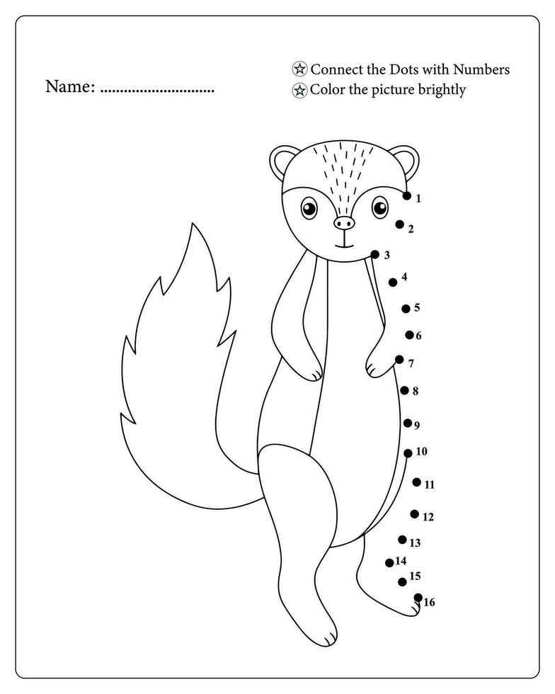 Cute Animals Dot To Dot Pages for Kids, Coloring pages for Kids vector