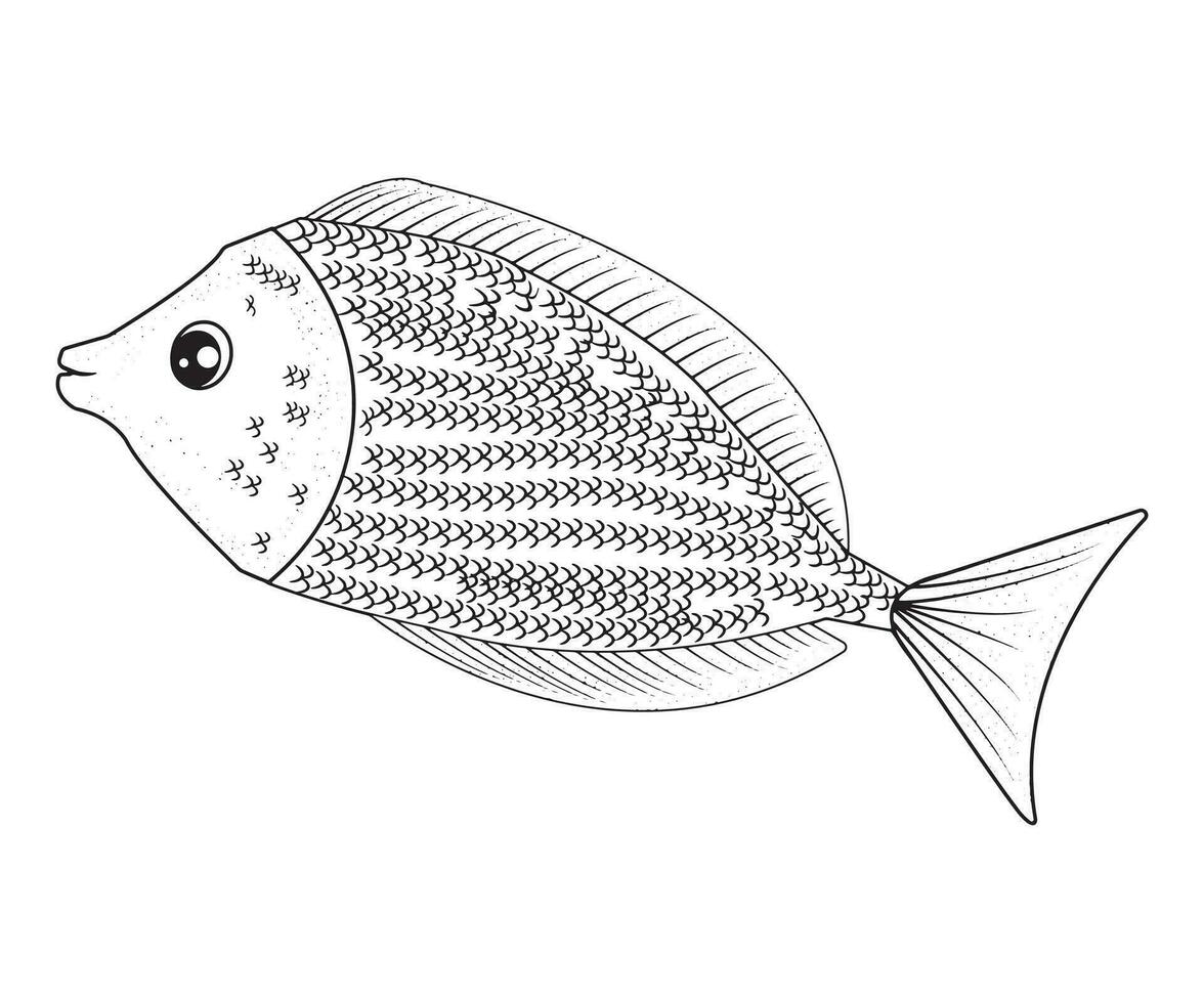 Fish Vector, Fish Black and White, Coloring Pages vector