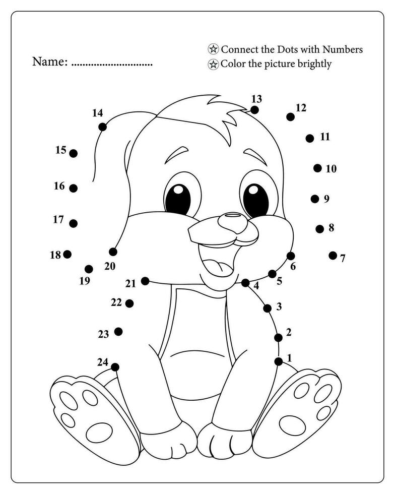 Cute Animals Dot To Dot Pages for Kids, Coloring pages for Kids