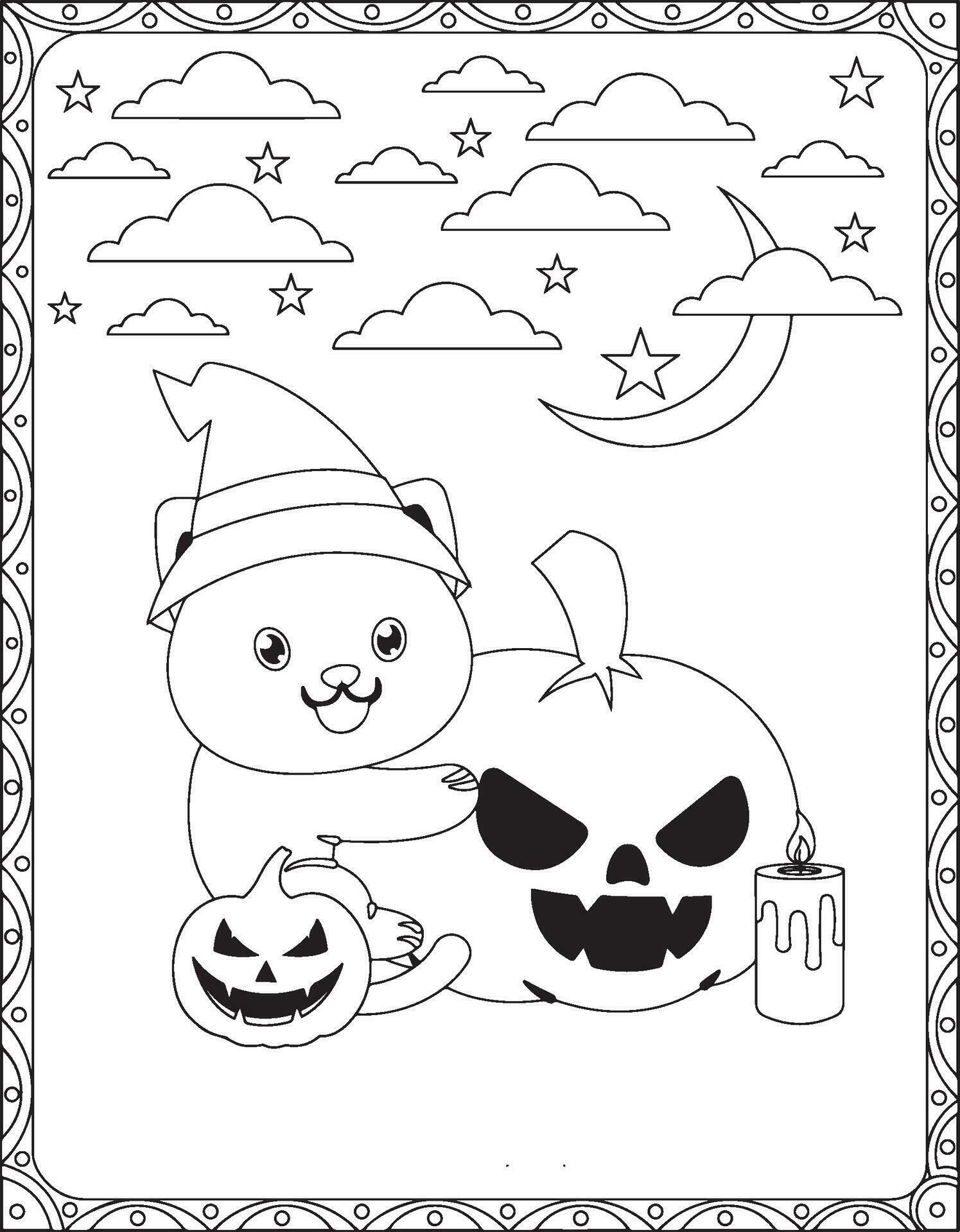 Halloween Cat Coloring Pages For Kids