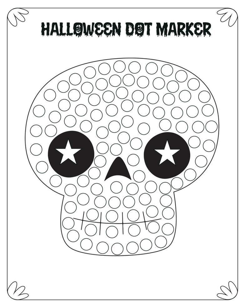 Dot Marker Hallloween Coloring Pages For Kids. Dot Marker for Kids. Halloween Coloring Pages. Halloween Dot Marker for Kids vector