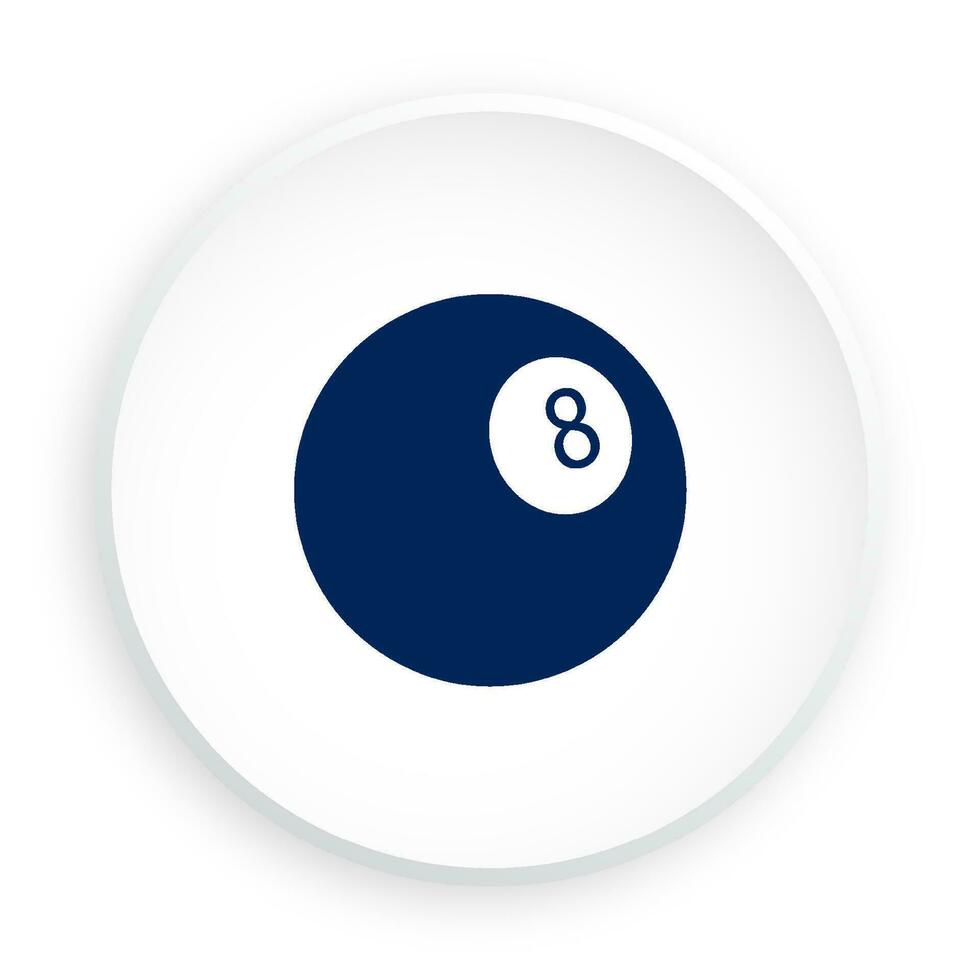 ball for billiard icon in neomorphism style for mobile app. Sport equipment. Button for mobile application or web. Vector on white background