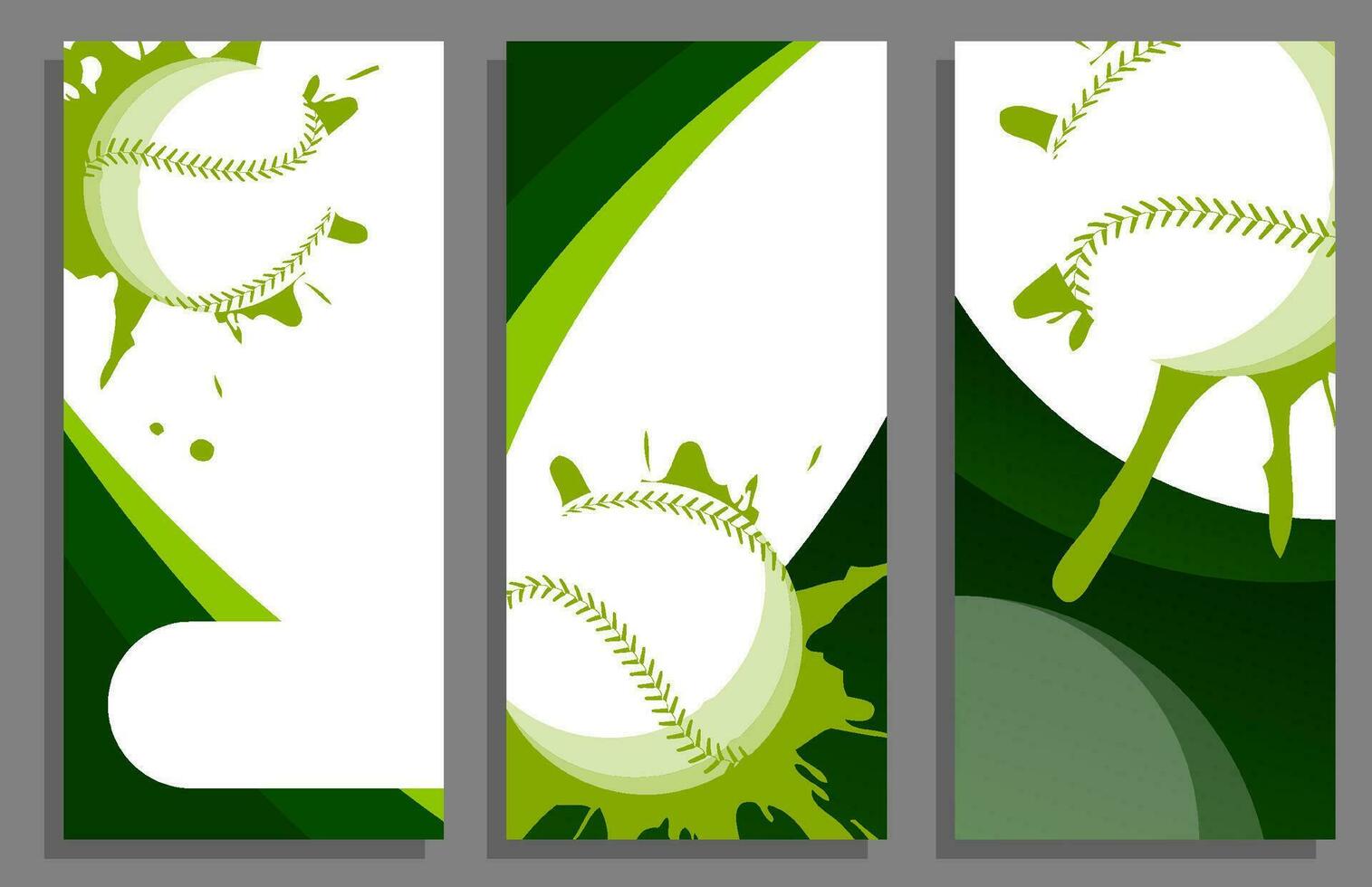 béisbol golpear el pared con salpicaduras conjunto de vertical volantes plantillas para deporte invitación, pancartas, folletos americano béisbol torneo. deporte equipo. vector